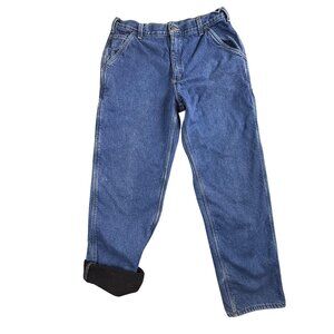 Vintage Carhartt Jeans Mens 36x34 Blue Fleece Lined Dungaree Workwear B200 DST